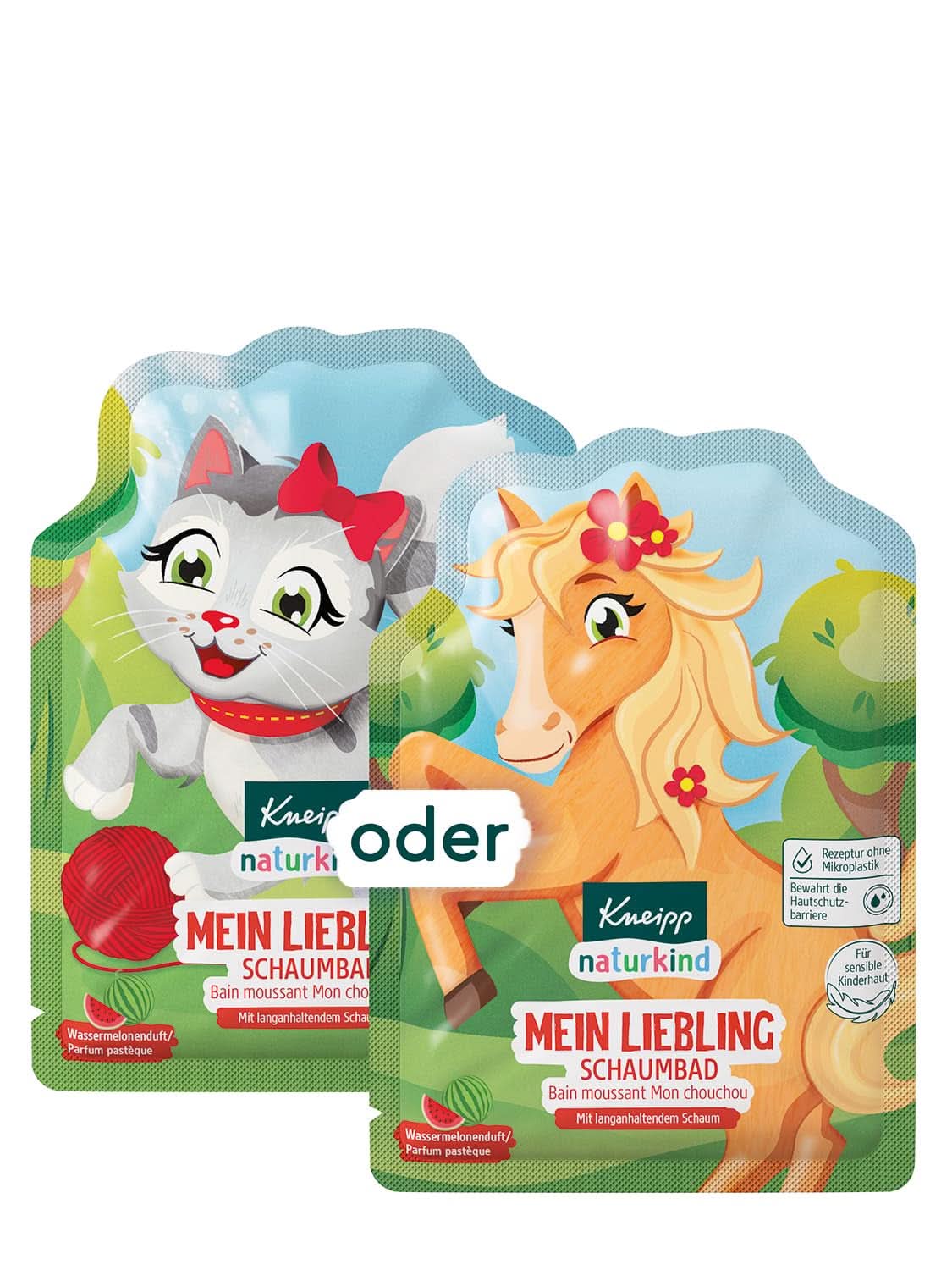 Kneipp Naturkind Badezusatz mit pflegendem Jojobaöl und natürlichem Heidelbeerextrakt, fruchtiger Heidelbeergeschmack, blaues Wasser, 40 ml Dusche und Bad Naty Shop Wassermelone