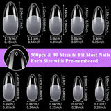 Becellen 500 Stück künstliche Nagelspitzen, weiche Gel-Nagelspitzen, vollständige Abdeckung, Gel-Nagelspitzen, vorpolierte künstliche Nägel, DIY-Nagelkunst-Kleber-Set (Mandeln)