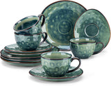 Vancasso Steingut-Kaffeeservice STARRY, 12-teiliges Kaffeeset für 4 Personen, inklusive Kaffeetassen und Untertassen im Vintage-Look