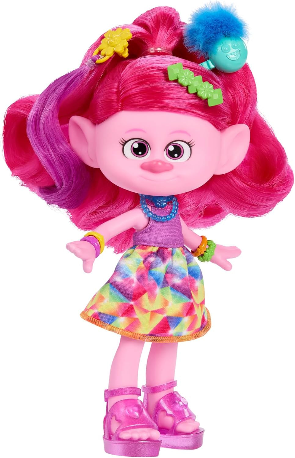 Mattel DREAMWORKS TROLLS Together Strong – Hair-Tastic Queen Poppy Fashion Doll – 15+ Accessoires, Glitzerkamm, waschbares Glitzergel, ab 3 Jahren, HNF25 Naty Shop Dolls