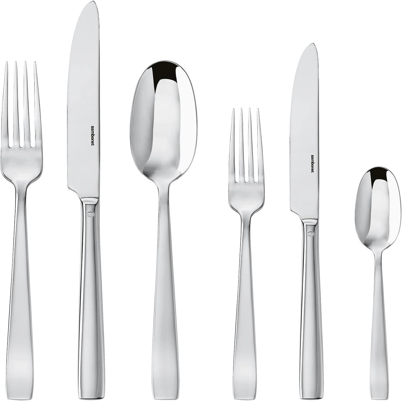 Sambonet 62512-83 Flaches Monoblock-Besteckset, 36-teilig, 18/10 Edelstahl, spülmaschinenfest, Kitchen Naty Shop