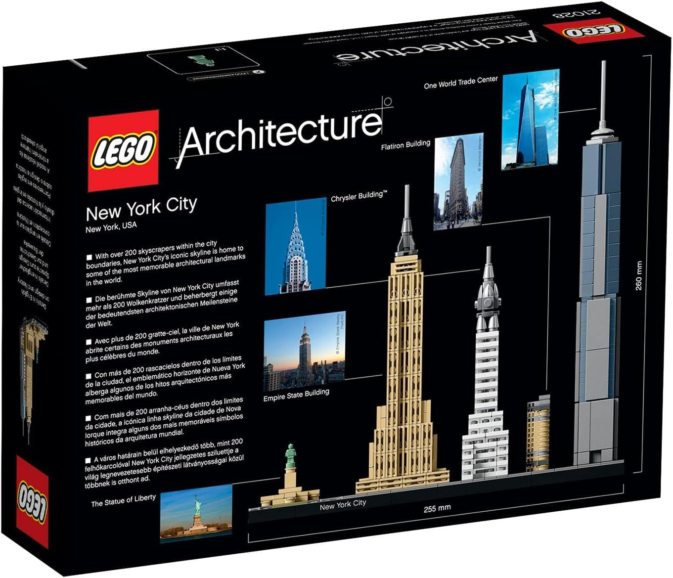 LEGO Architecture New York City-Set, Skyline-Modellbausatz mit World Trade Center und Freiheitsstatue, Kunsthandwerk für Erwachsene, Heim- und Bürodekoration, Geschenke für Frauen und Männer 21028 Bausets Besuchen Sie den LEGO-Store