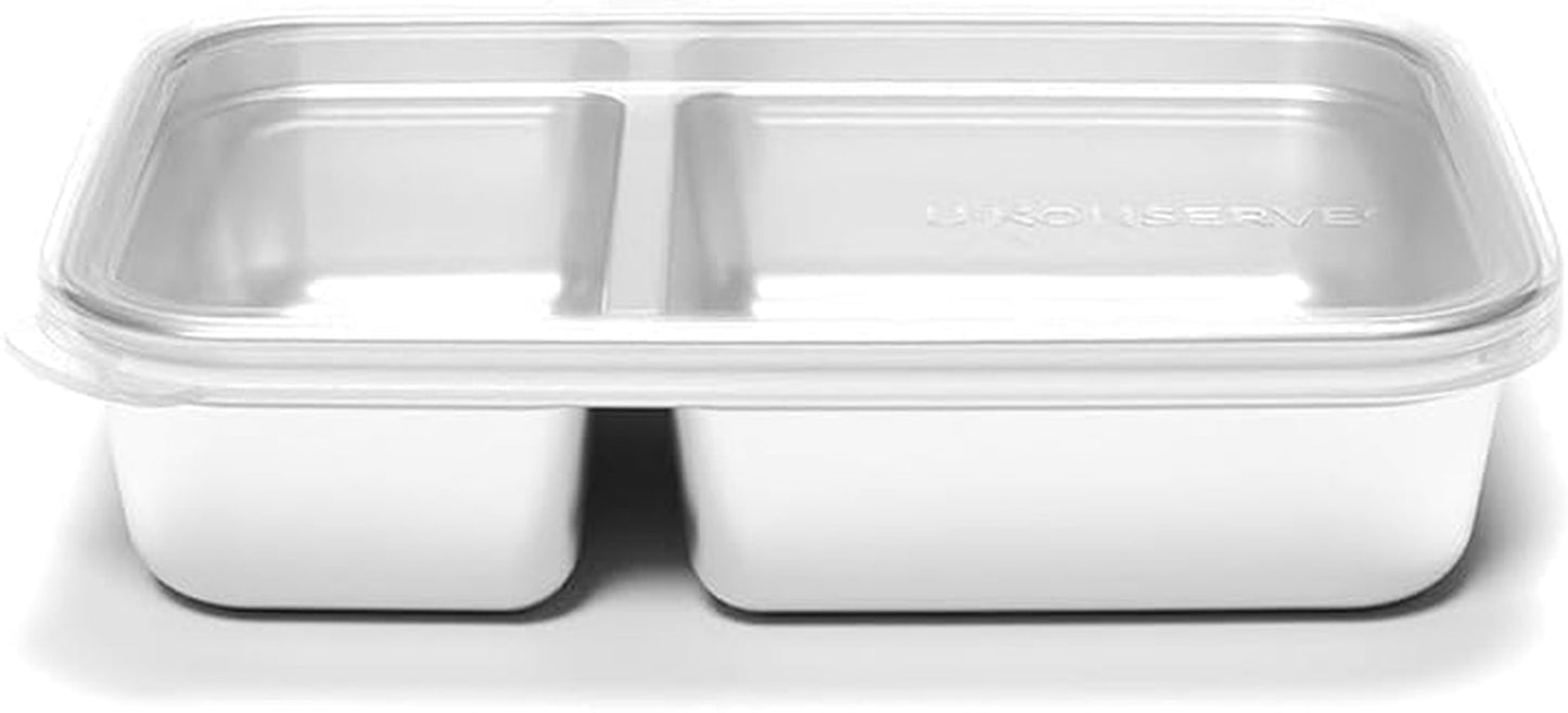U Konserve – Geteilter, rechteckiger Lebensmittelbehälter aus Edelstahl mit Silikondeckel – Inselblaugrün – 28 oz/825 ml Lebensmittelaufbewahrungsboxen Naty Shop, transparent, 28 oz