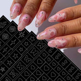 6 Blatt Airbrush-Schablone, Nagelaufkleber, Schmetterling, Flamme, Sterne, Herz, Sterne, Nagelaufkleber, Druckschablone, Werkzeug, Nagelkunst, selbstklebende Aufkleber für Frauen, Nagelkunst-Designaufkleber