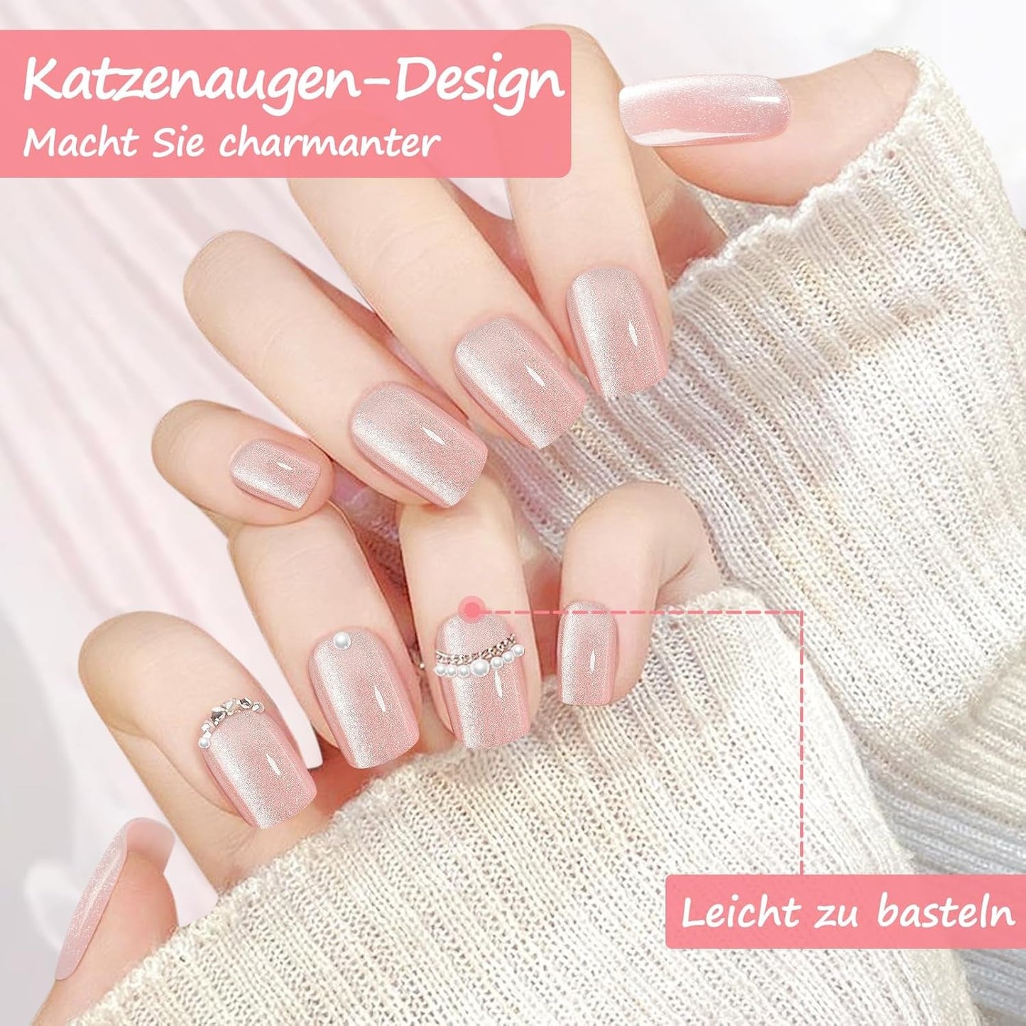 Kiiwah 48 Stück kurze quadratische Nägel, rosa, künstliche Nägel, zum Aufkleben, kurze Nagelspitzen, falsche Nagelspitzen