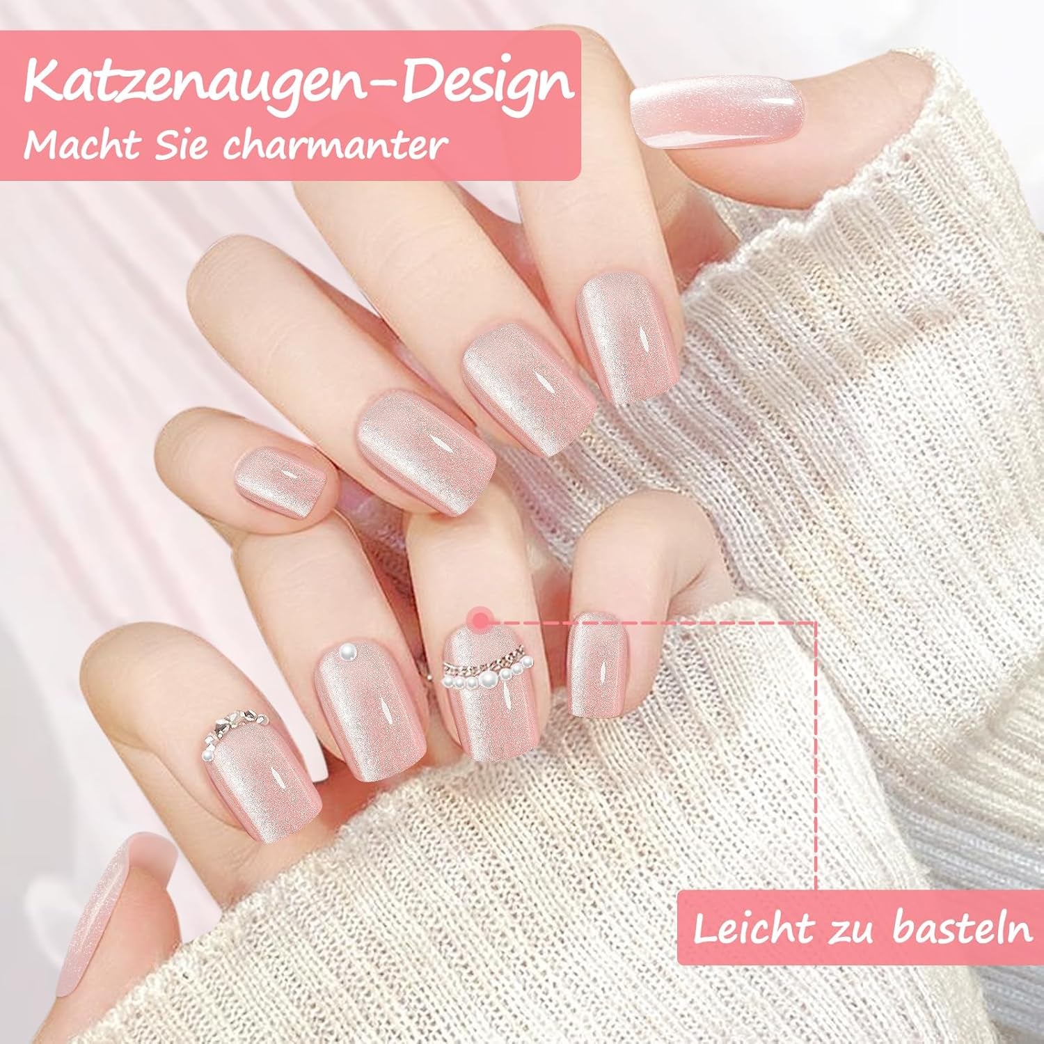 Kiiwah 48 Stück kurze quadratische Nägel, rosa, künstliche Nägel, zum Aufkleben, kurze Nagelspitzen, falsche Nagelspitzen
