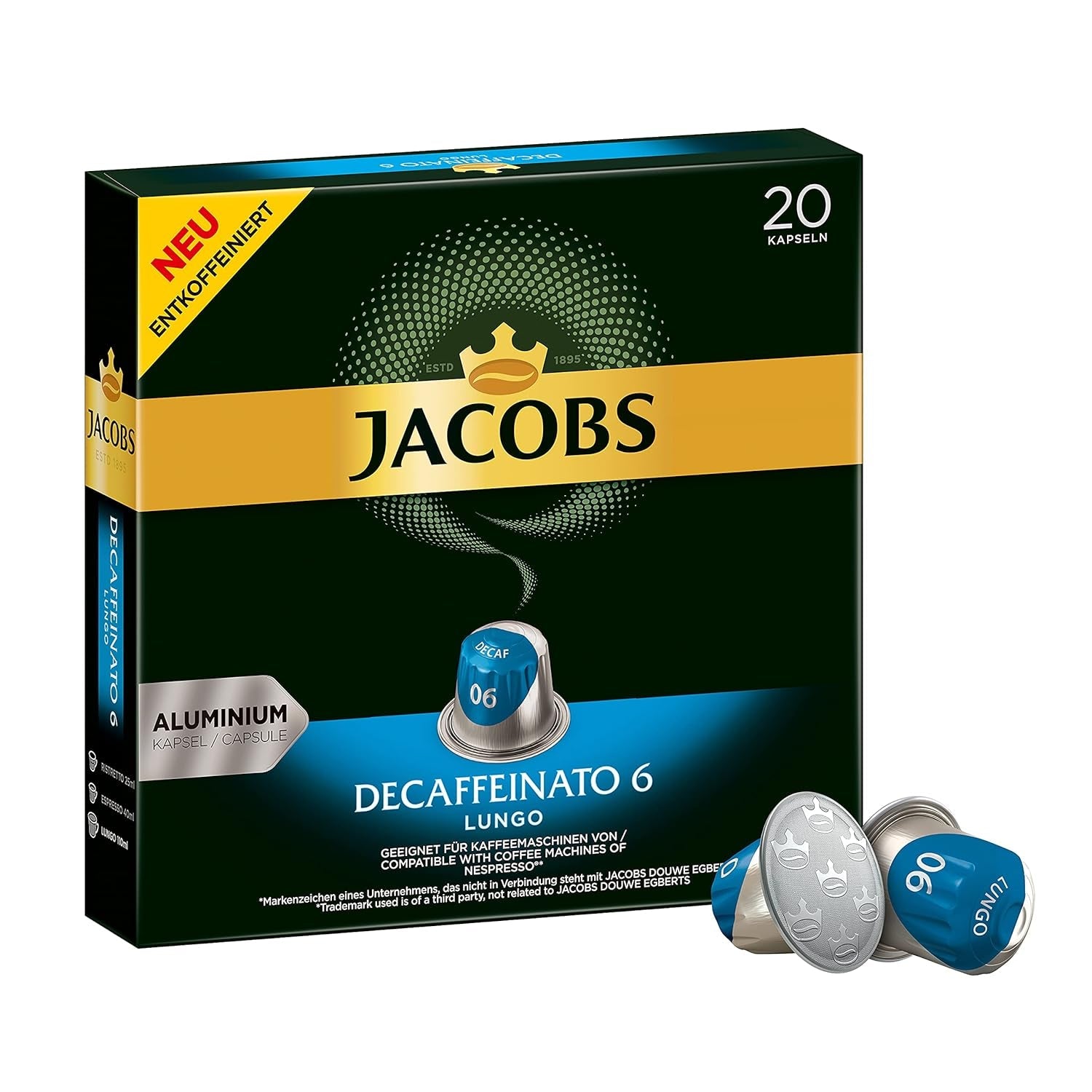 Kaffeekapseln Espresso Intenso, Intensität 10 von 12, 10 x 20 Getränke & Kaffeekapseln Lungo Decaffeinato- Intensität 6- 200 Nespresso-kompatible Kapseln, 10er Pack, 10 x 20 Getränke