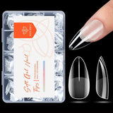 Modelones Nagelspitzen 216-teilig – Nagelspitzen-Set mit vollständiger Abdeckung, weiches Gel-Spitzen-Set, vorpolierende PMMA-Harz-Nagelspitzen, DIY-Kleber auf künstlichen Nägeln für Nagelkunst, kurze Mandeln XS