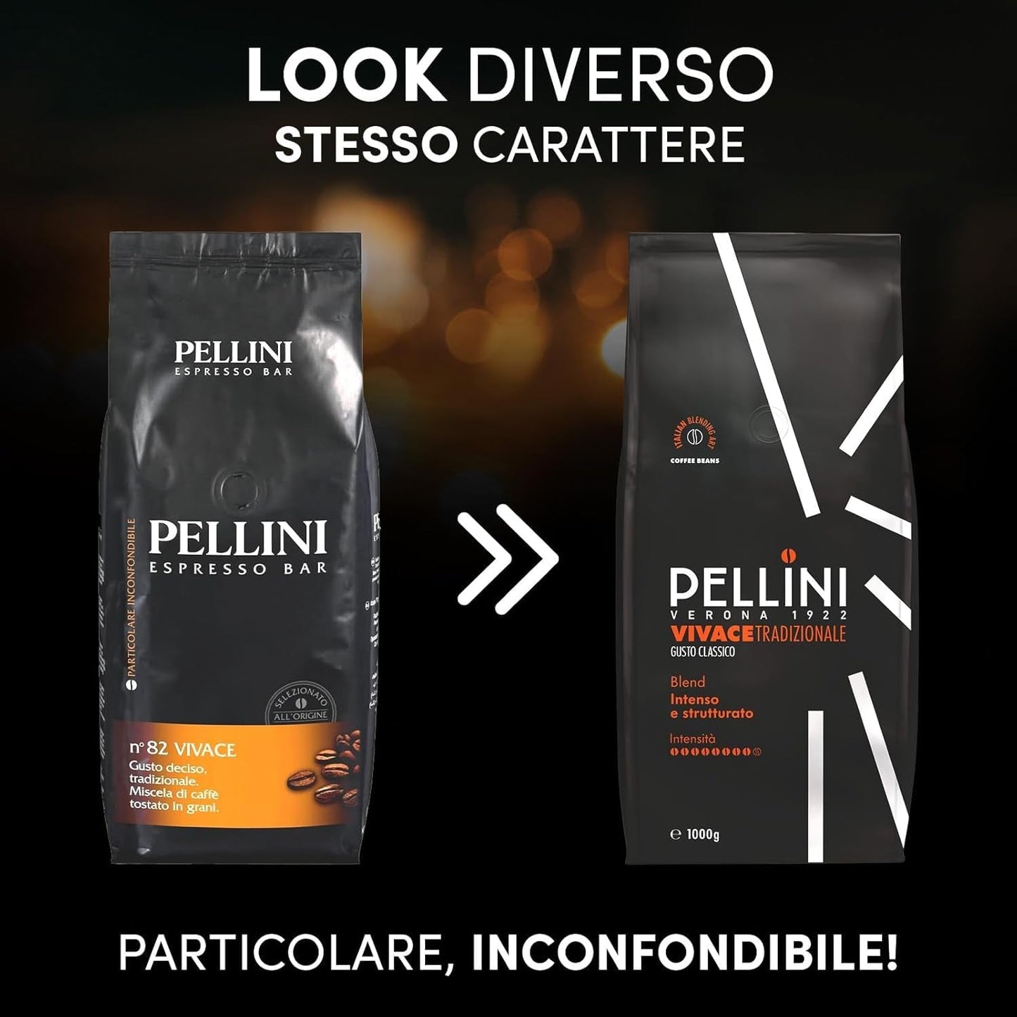 Pellini N.82 Vivace, Kaffeebohnen für Espresso 1 kg, Arabica- und Robusta-Mischung mit kräftigem und ausgefungem Geschmack, mittlere Röstung