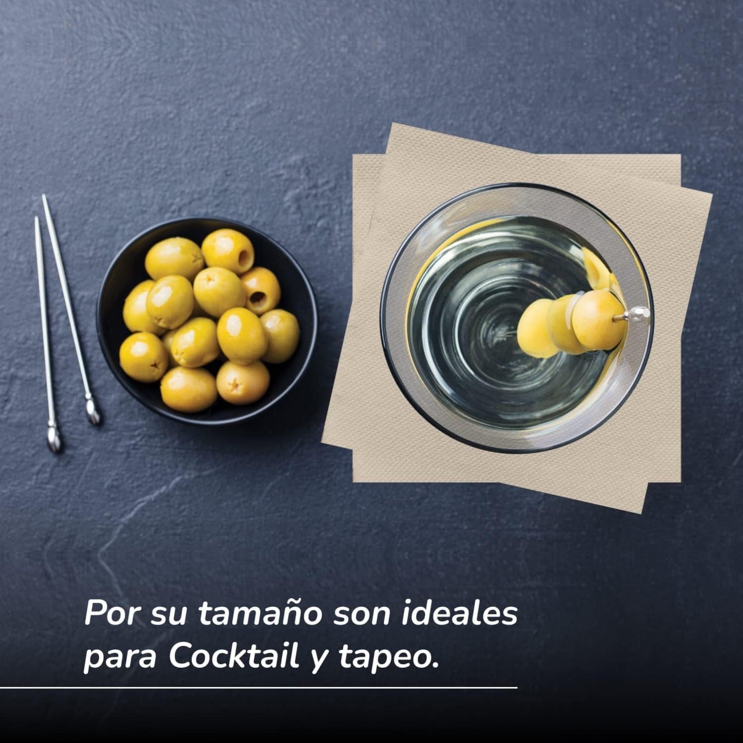 300er-Pack Cocktail-Papierservietten, 100 % recycelbar und biologisch abbaubar, Serviettenhalter aus Edelstahl, umweltfreundliche Servietten, 10 x 10 cm, gefaltet.