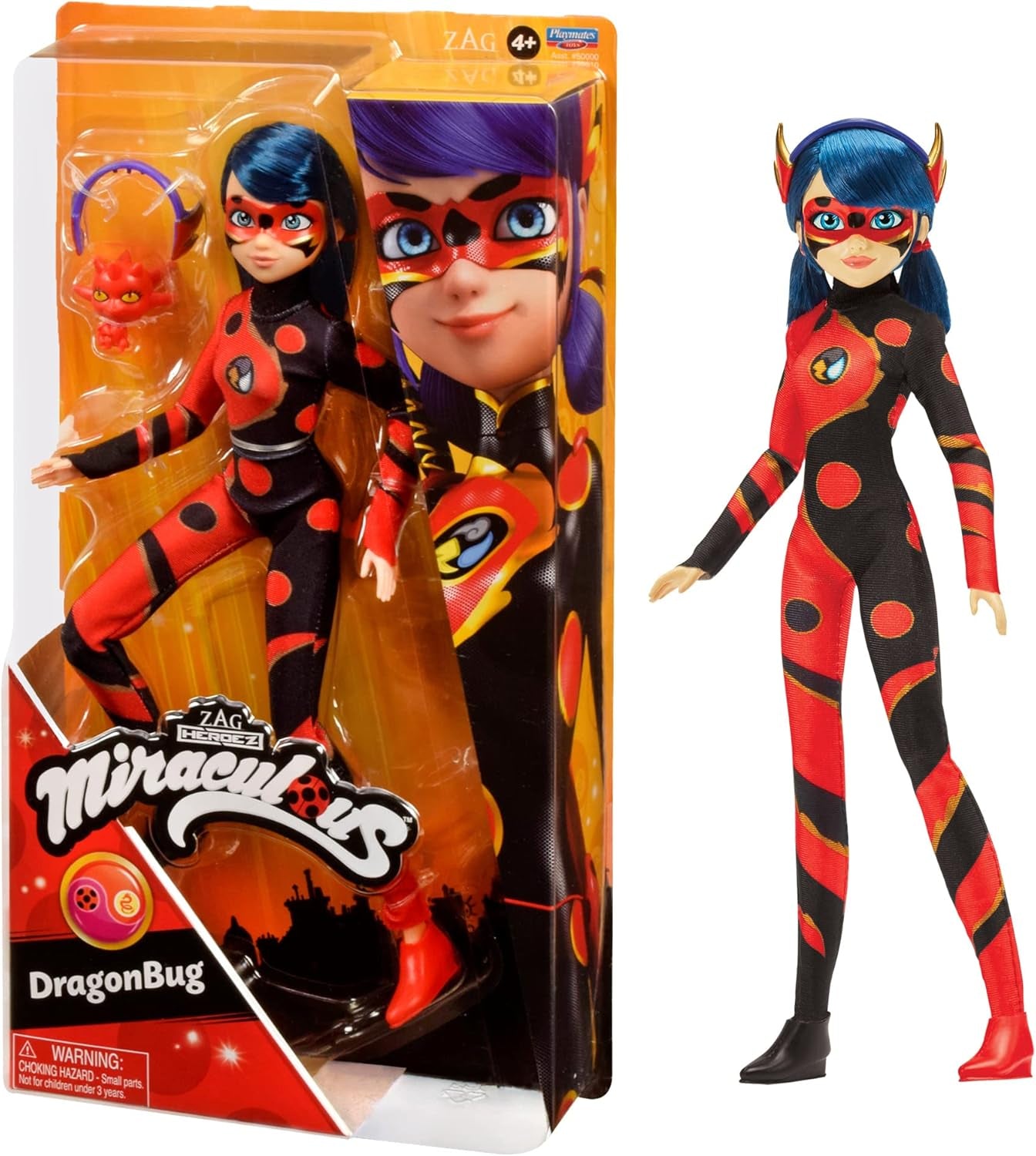 Bandai – Miraculous Ladybug – Puppe Marinette Farbwechsel-Überraschung – Miraculous Gelenkpuppe, 26 cm + 3 Überraschungen – zufälliges Muster – P50390 Naty Shop Dragon Bug Dolls