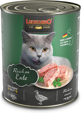 LEONARDO Nassfutter [6x800g Ente] | Getreidefreies Nassfutter für Katzen | Komplettes Nassfutter in Dosen