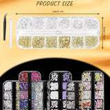 Nail Charms,6 Boxen Gold Silber Nagel Charms 3D Gold Bogen Stern Nail Art Dekoration+6200 Strasssteine ​​​​Bunt Steine ​​​​AB Perlen Diamanten,3D Legierung Bow Nail Gems Nagel Deko Für Frauen Nagel (6-A)