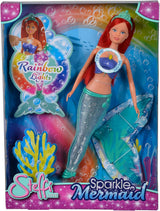 Simba 105733656 – Steffi Love funkelnde Meerjungfrau-Puppe (39 cm) – leuchtende Meerjungfrau, farbwechselnder, leuchtender Regenbogen, wasserfestes Spielzeug für Kinder ab 3 Jahren