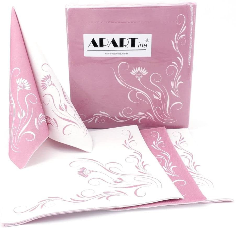 Appartina Elegantia 40x40 cm stoffähnliche Airlaid-Servietten, hochwertige Hochzeitsserviette, stoffähnliche Hochzeitsservietten, Einwegservietten für verschiedene Anlässe (Altrosa)