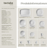 tectake® 12-Personen-Geschirrset, 100-teiliges Porzellan-Geschirrset, bestehend aus 12 Tellern, 12 Desserttellern, 12 Speisetellern, 12 Tassen, 12 Müslischalen, Salatschüssel, Milchkännchen, Zuckerdose
