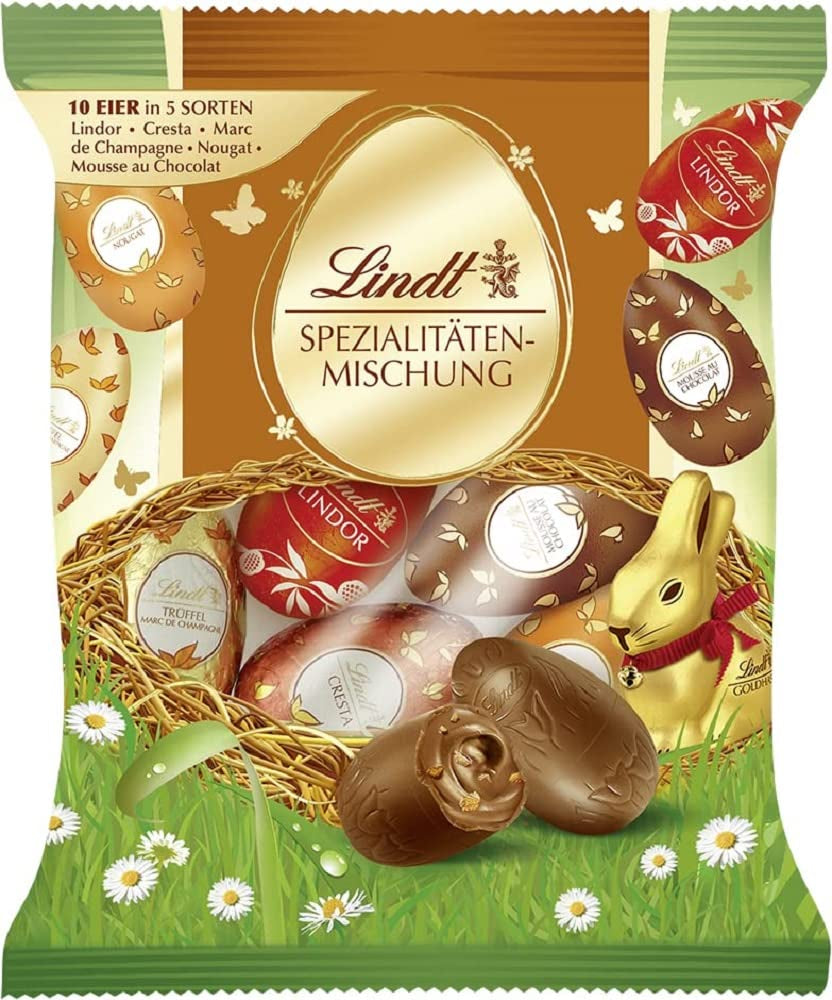 Spezielle Schokoladenmischung | 2 x 180g | Vollmilcheier in fünf Sorten mit und ohne Alkohol (Eier Marc de Champagne und Schokoladentrüffel | 3 x 90 g)