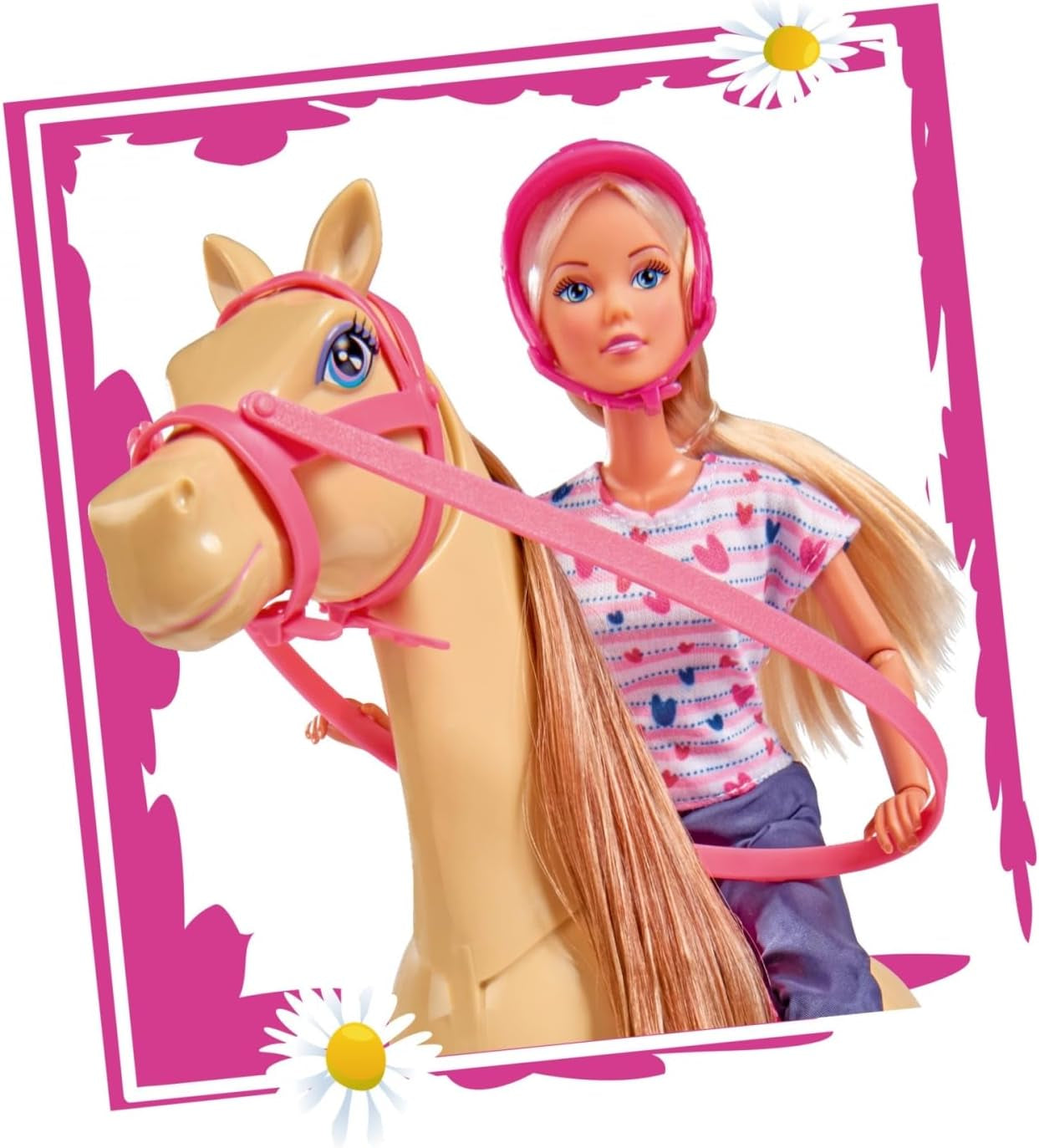 Simba 105730939 – Steffi Love Reit-Outfit, 2 Pferde, voll bewegliche Modepuppe, 29 cm, für Kinder ab 3 Jahren