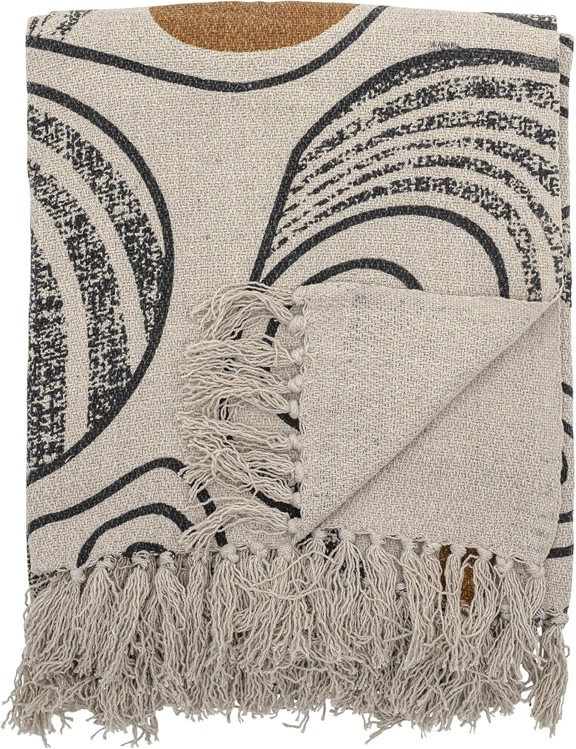 Bloomingville Tagesdecke, schwarz, Baumwolle, 160 cm. Betten und Decken Bloomingville Natura 160 cm