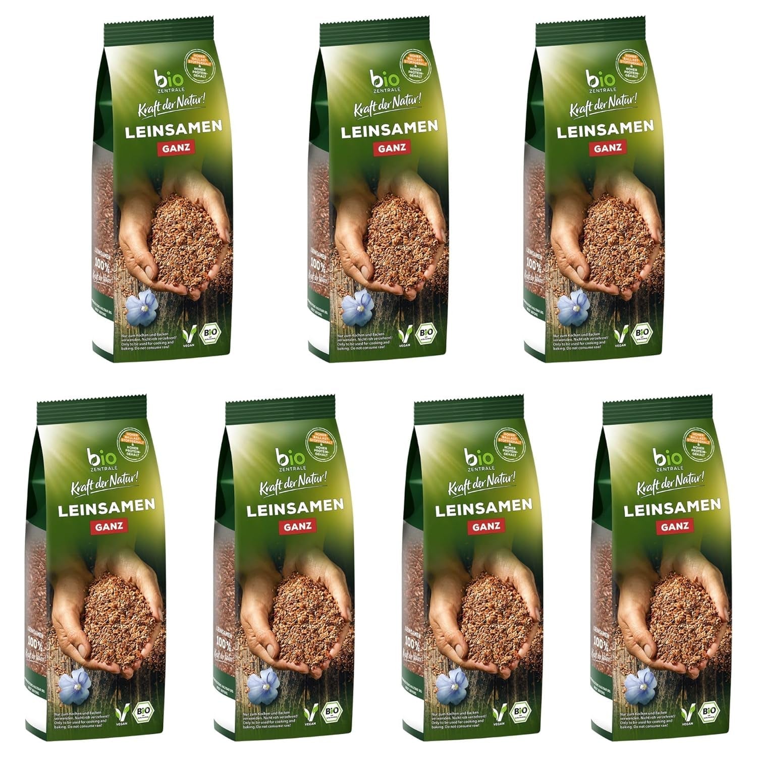 Biozentrale ganze Leinsamen | 7 x 400g Bio-Leinsamen | Ideal für Joghurt, Müsli und Brot | Alternativ zu Flohsamen, Samen aus Samen und Samen aus Chia