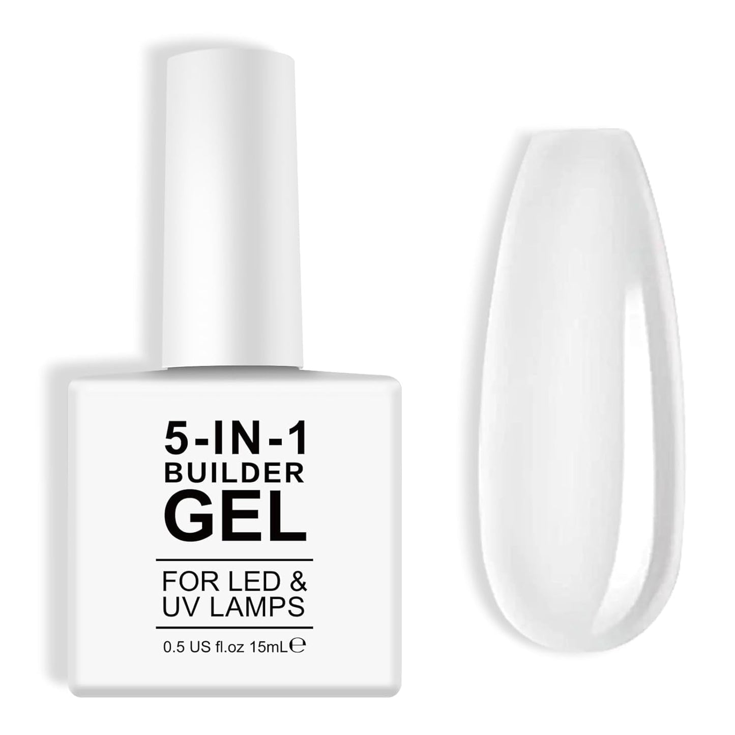 Builder 5 in 1 Aufbaugel 15 ml, Nagelaufbaugel, Nagelaufbaugel, UV/LED-Nagelverlängerungs-Nagellack, Verlängerungen, Nagelkunst, Aufkleber, Gel, Nagelaufbaugel (weiß)