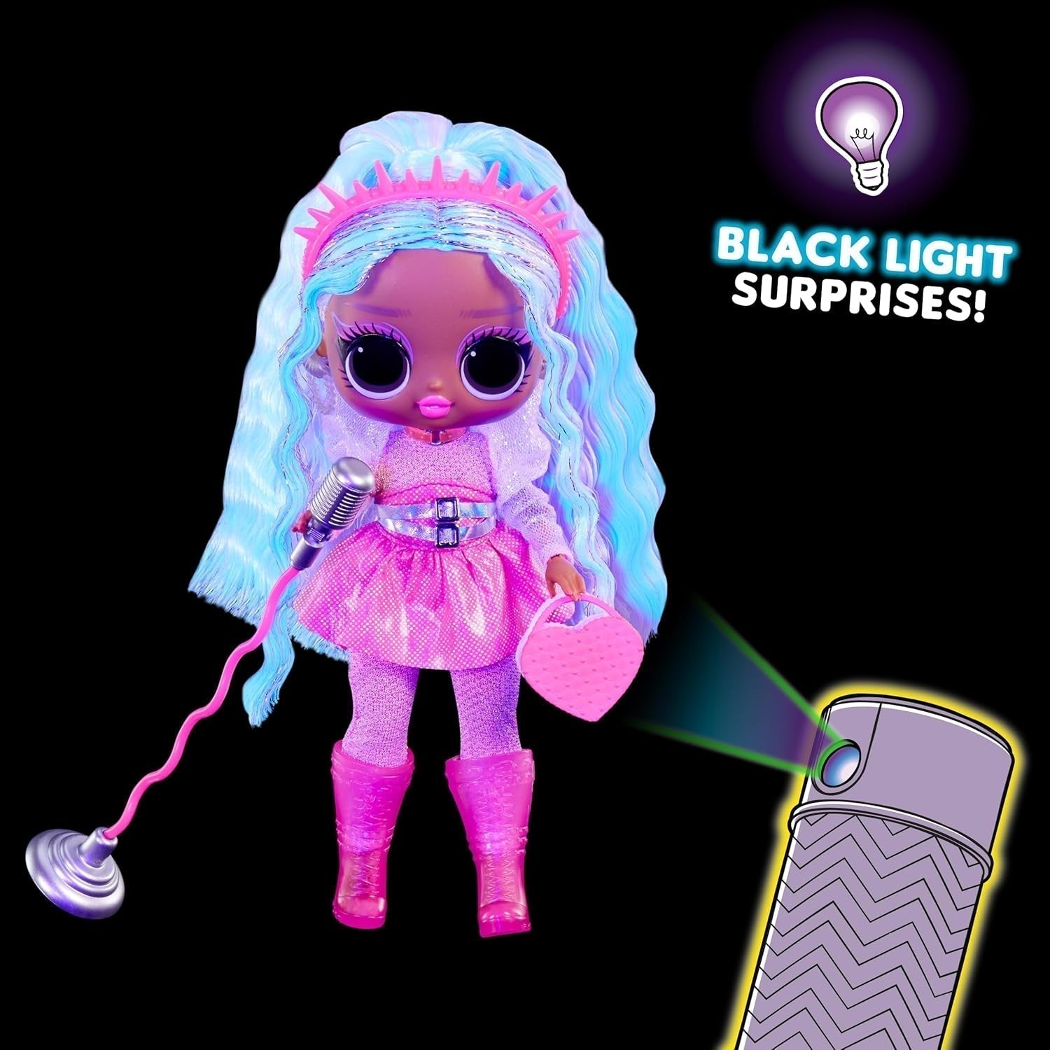 L.O.L. Überraschung! Tweens Neon Pop Stars – Kitty K – 1 Modepuppe mit hintergrundbeleuchteten Überraschungen und mehr als 10 Popstar-Outfits und Accessoires, einschließlich Retro-Mikrobändern, Geschenk für Kinder ab 4 Jahren, Naty Shop Dolls