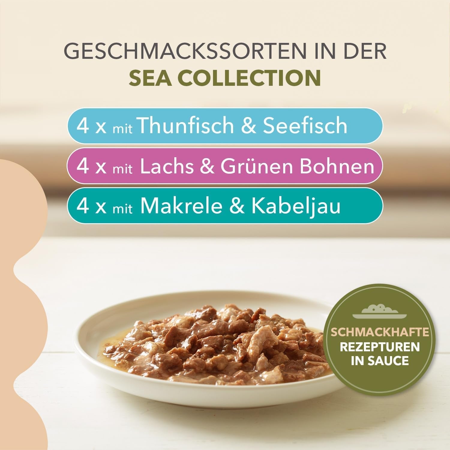 IAMS Delights Sea Collection Getreidefreies Nassfutter für Katzen – Multipack mit verschiedenen Fischsorten in Sauce, getreidefreies Nassfutter für Katzen ab 1 Jahr, 12 x 85 g