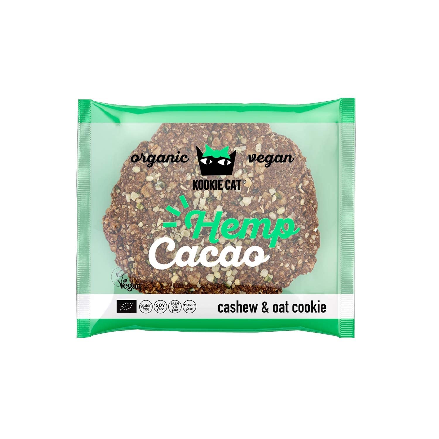 Hanfsamen und Kakao – einzeln verpackt, vegan, glutenfrei, sojafrei, Bio-Cashew- und Haferkekse – 12 x 50 g Multipack