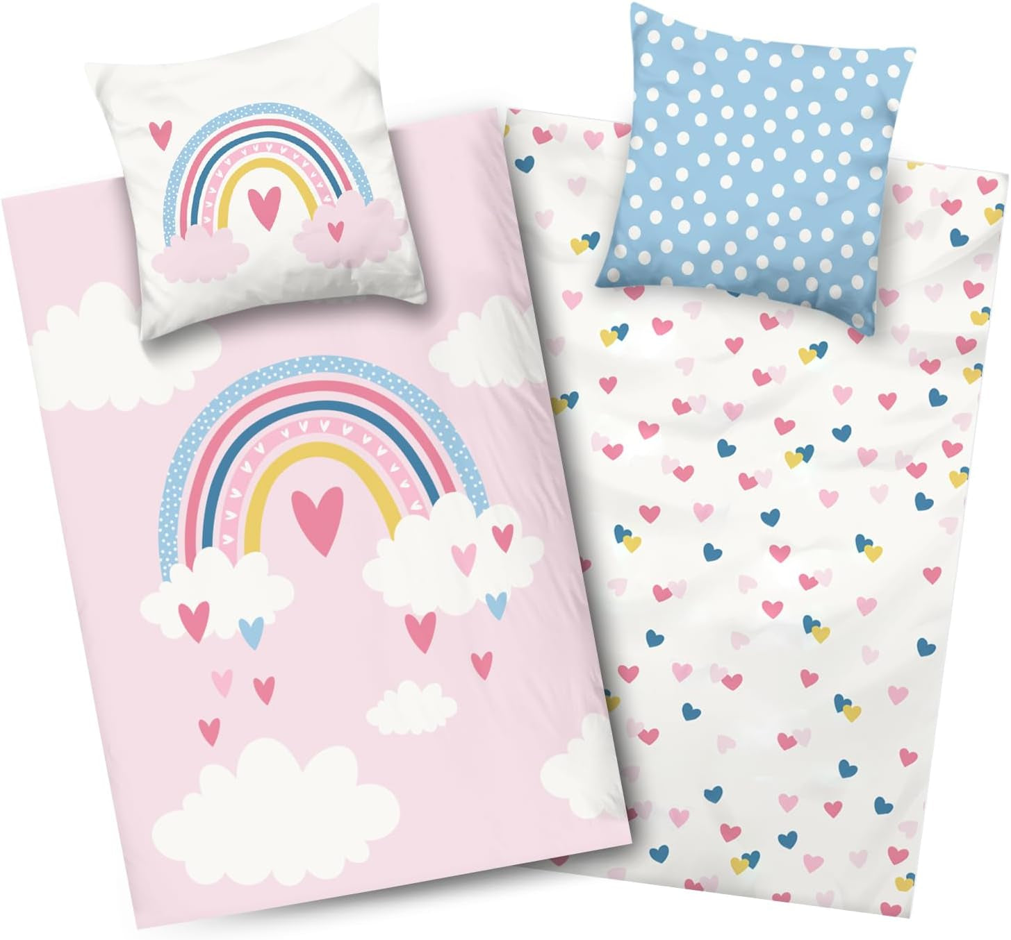 Aminata Kids Bettwäsche für Kinder, Regenbogen, wendbar Bettwäsche – Kinder Naty Shop Standardtitel