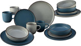 CreaTable, 21016, Serie Modern Scandic Blue-Grey, 16-teiliges Tafelservice, Kombiservice aus Porzellan, spülmaschinen- und mikrowellengeeignet, hochwertige Verarbeitung