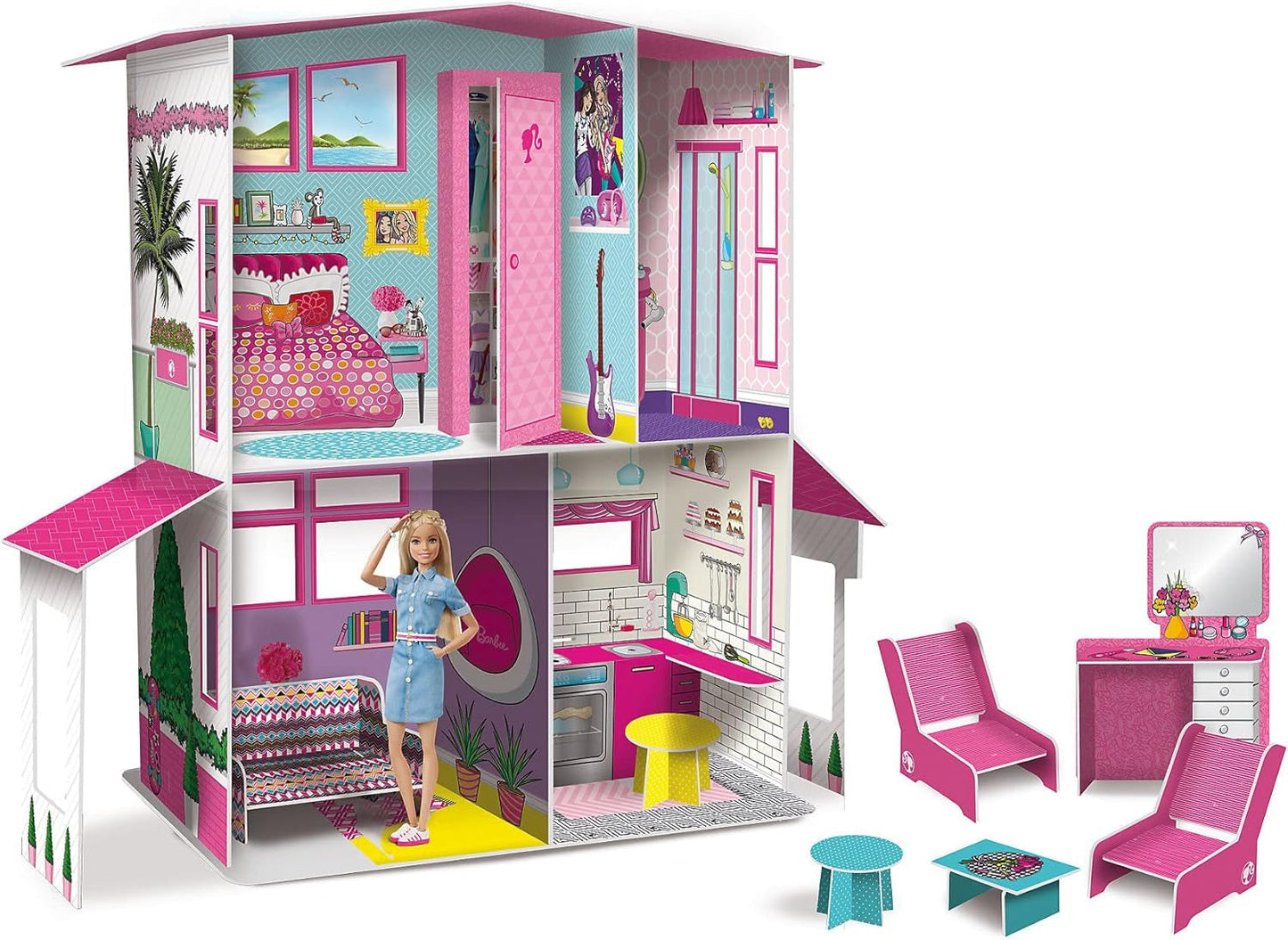 Lisciani – BARBIE-Puppenhaus – Barbie-Traumvilla auf zwei Etagen – 3D-Haus zum Bauen, Dekorieren und Gestalten – kreatives Bastel- und Konstruktionsspielzeug für Kinder ab 4 Jahren. Puppenhäuser Naty Shop Standardtitel