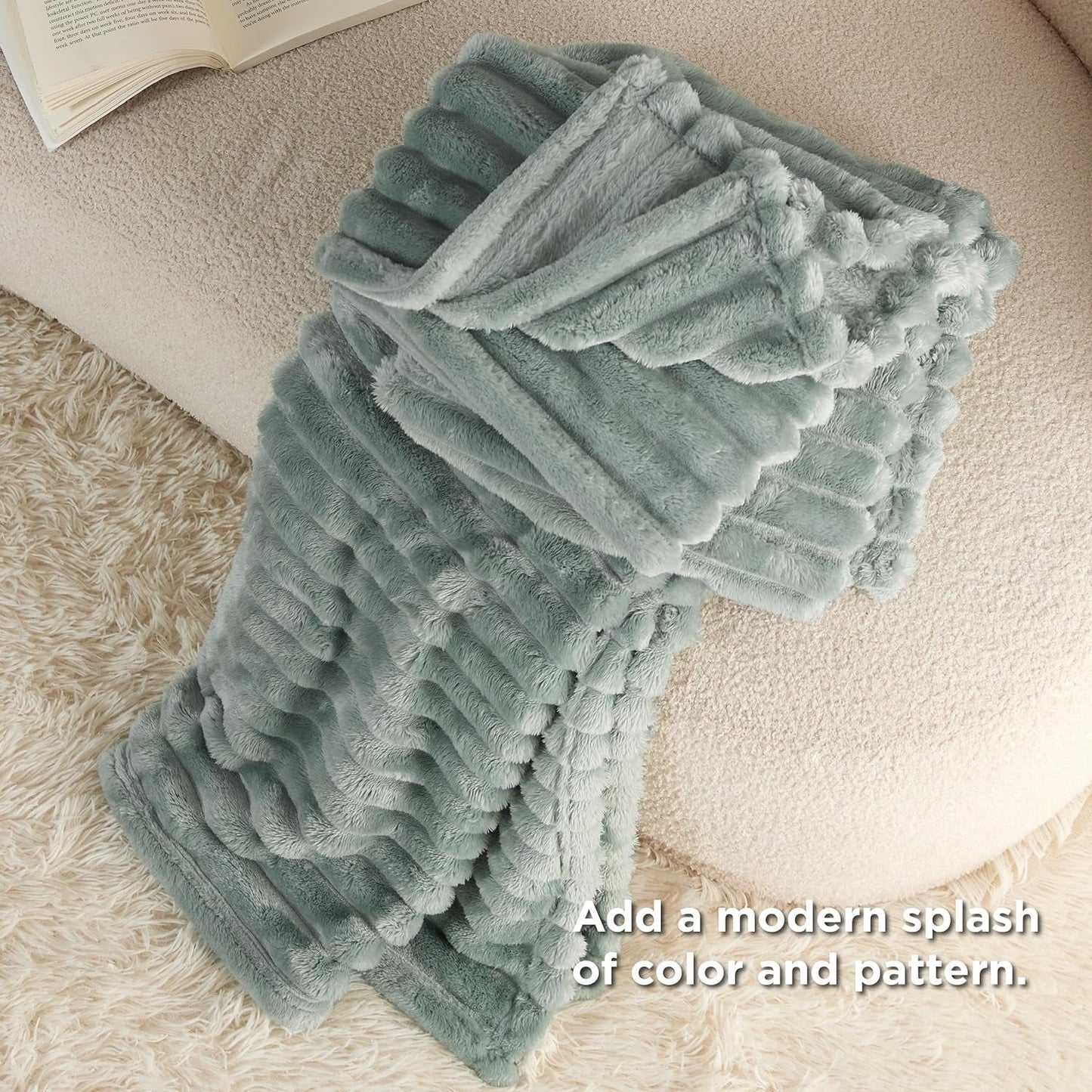 BEDSURE Salbeigrüne Fleece-Überwurfdecke für Sofa – superweiche, gemütliche Decken für Frauen, süße kleine Decke für Mädchen, 127 x 152 cm große Betten und Decken. Beuche den BEDSURE-Store