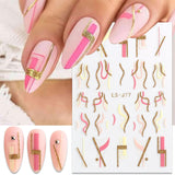 JMEOWIO Nagelsticker Französische Spitze 9 Blatt Nail Art Sticker Selbstklebend Nagelaufkleber Glitzer Wellenlinie Dekoration Nageldesign Zubehör