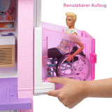 Barbie Dream House (114 cm), 3-stöckiges Puppenhaus, Pool, Rutsche, Rollstuhllift, 75 Zubehörteile, Puppen, geeignet als Geschenk für Kinder ab 3 Jahren, GRG93 Naty Shop Puppenhäuser