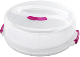 Metaltex Kuchenbehälter, höhenverstellbar, Polypropylen, weiß/transparent, ⌀ 30 cm, höhenverstellbar 8 und 15 cm Naty Shop Frischhaltedosen 30 x 30 x 15 cm