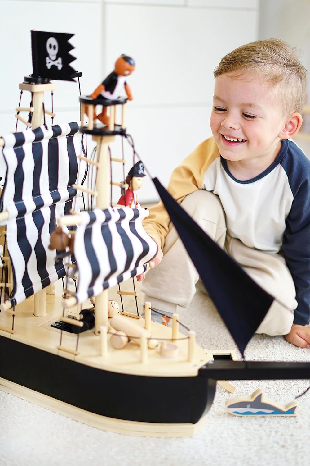 Small Foot Flexible Piratenpuppen aus Holz, 5 Piraten und 1 Affe, detailliert und flexibel, ab 3 Jahren, 12412