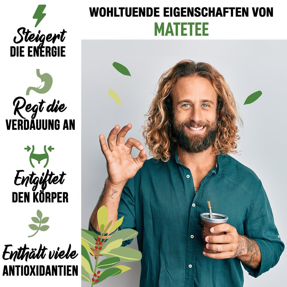 ORIGEENS BIO YERBA MATE TEE 1 KG – Das Original I Ungeröstet, Blätter, ohne Stiele, Staub und Krümel I Energetisierendes und entgiftendes Getränk