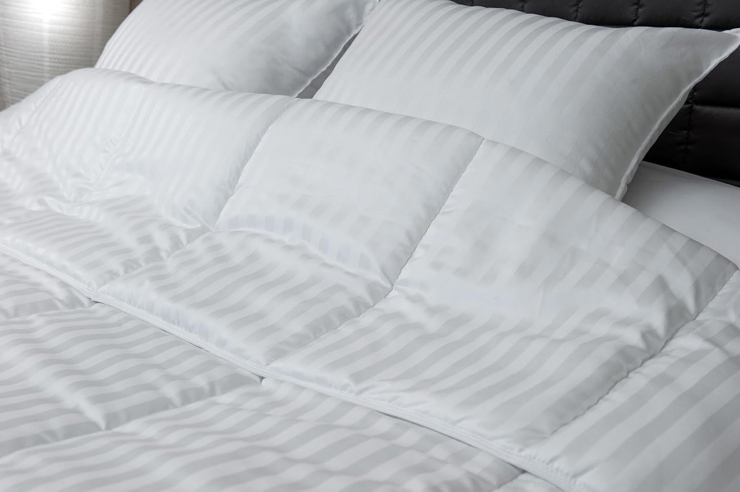 Steppdecke, Satin, gestreift, 400 g/m², 200 x 200 cm, Mikrofaser, weiß, 200 x 200 cm Steppdecken und Steppdecken Naty Shop 200 cm x 200 cm einfarbige Steppdecke