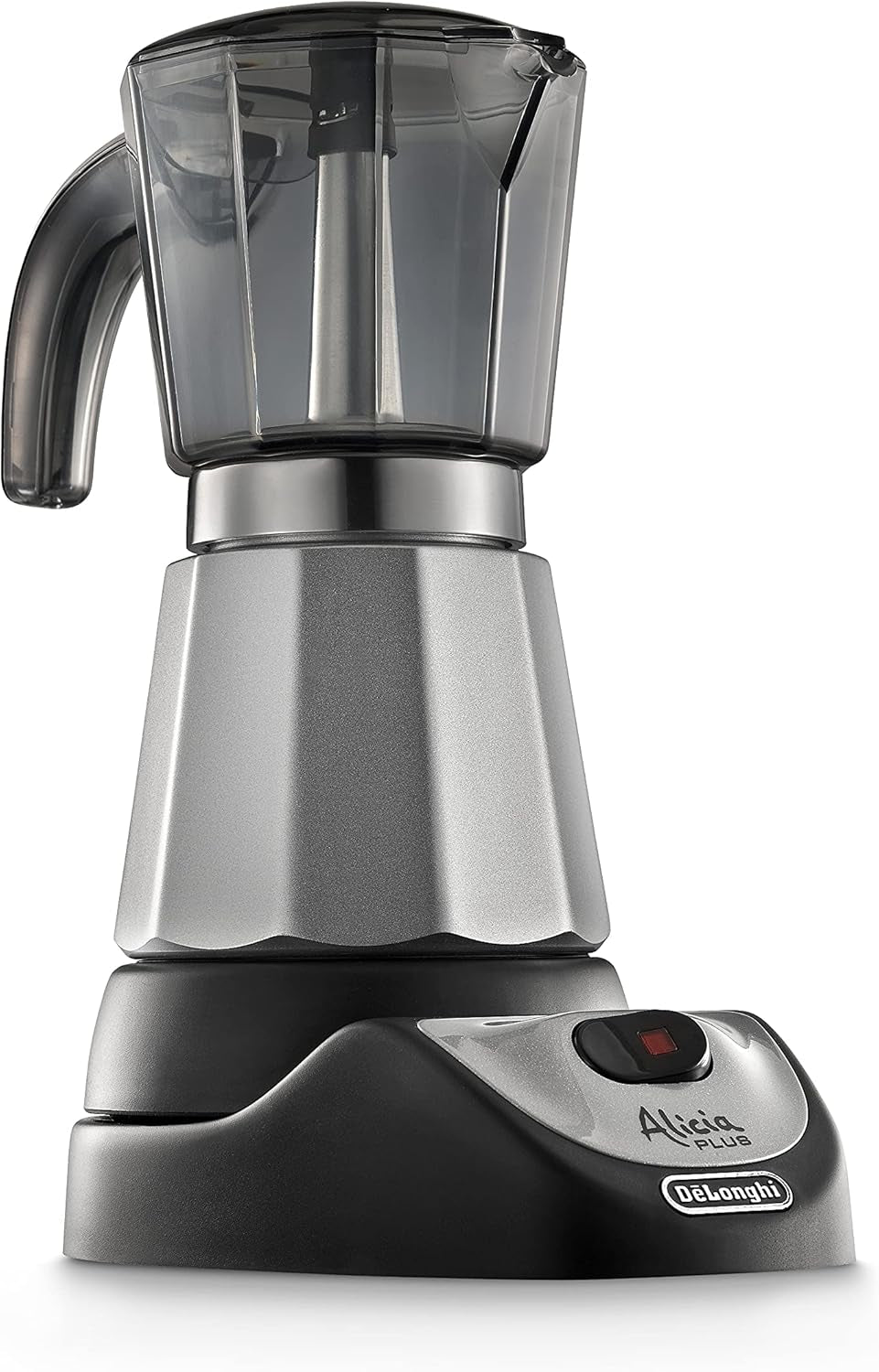 De'Longhi Alicia Plus EMKM6.B Moka-Kanne (360° drehbar, 550 W) Silber-Schwarz