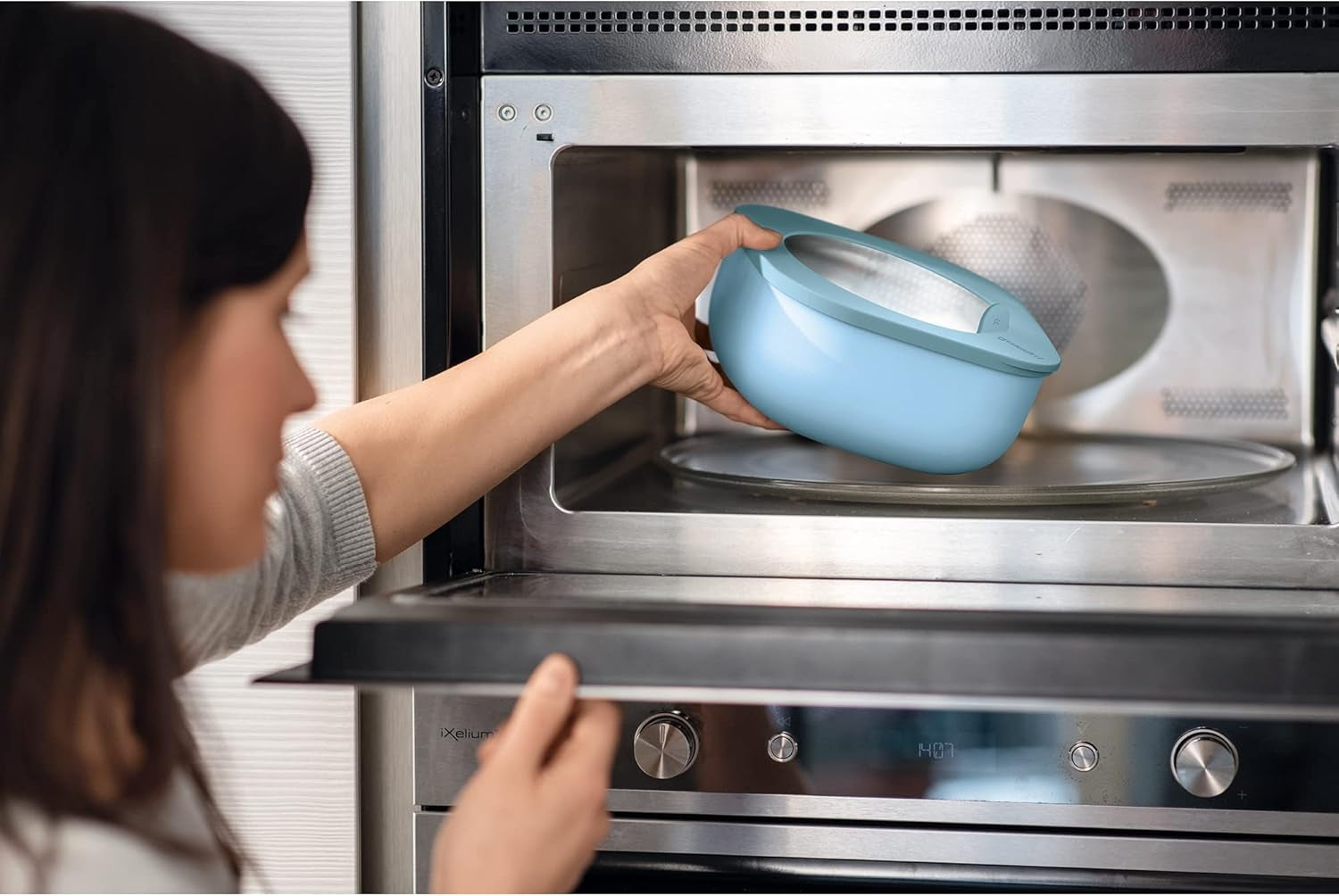 Guzzini – Kitchen Active Design, STORE&MORE Set mit 3 luftdichten Boxen für Kühl-/Gefrierschrank/Mikrowelle, hoch – 19,5 x 19,5 x H12,3 cm | 750/1550/2800 cc- 17070852 Frischhaltedosen Naty Shop
