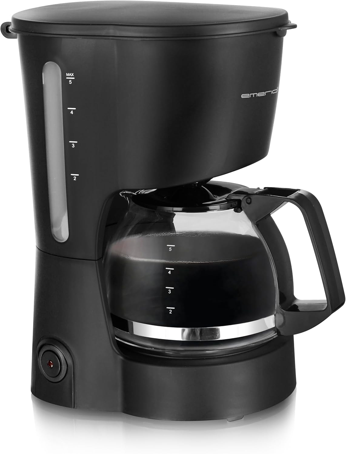 Emerio CME-122933, Filterkaffeemaschine, 1,25 l für bis zu 10 Tassen frischen Kaffee, permanent herausnehmbarer Filter, Anti-Tropf-Funktion, Glaskaraffe, automatische Abschaltung, 1000 Watt, schwarz/silber