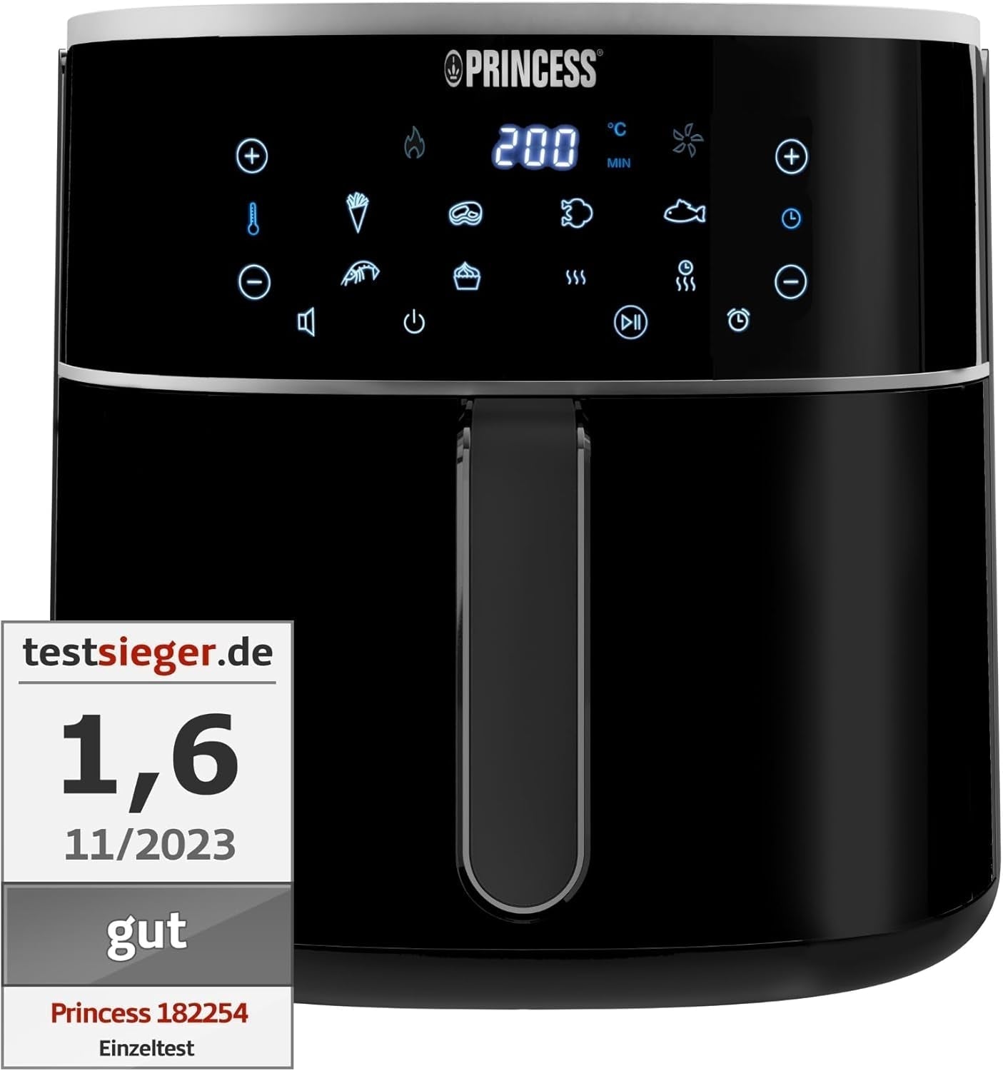 Princess Digital Heißluftfritteuse – Variable Schüsselkapazität – maximal 8 Liter – 6 voreingestellte Programme. Haushaltsgeräte Naty Shop 8 Liter