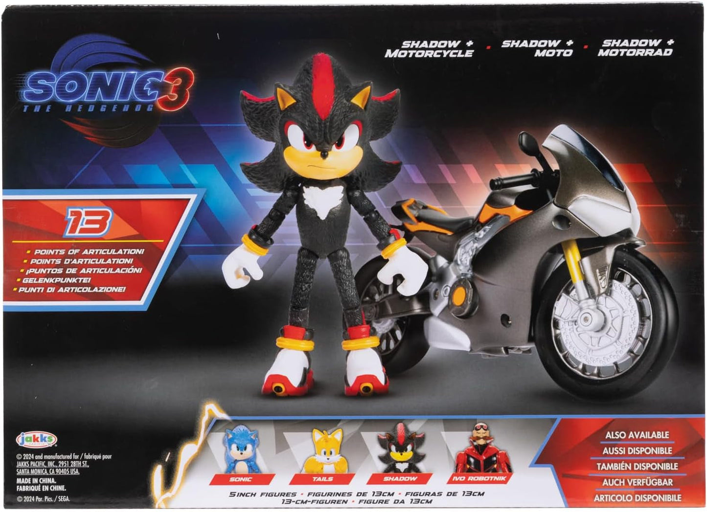Sonic 3 The Movie Shadow Figur, 15 cm, beweglich, inklusive Shadow Mobile von Jakks Pacific, Akustik, Schwarz Actionfiguren Naty Shop