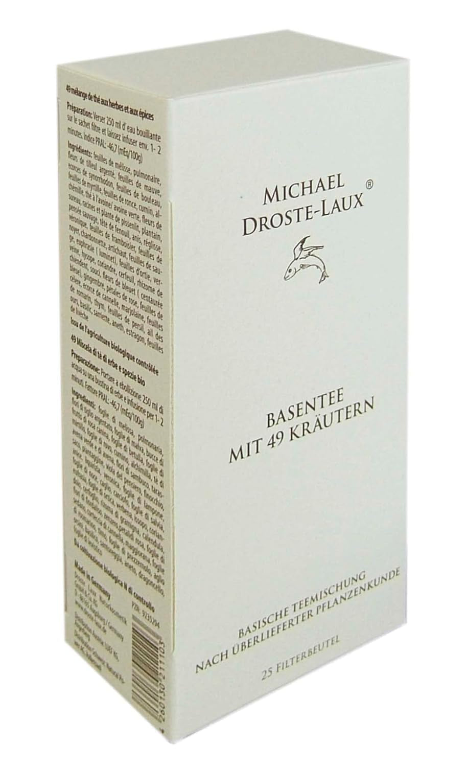 Droste-Laux Basischer Tee mit 49 Kräutern, 25 Stück (Kräutertee, Filterbeutel, Fasten- oder Diättee) 120501