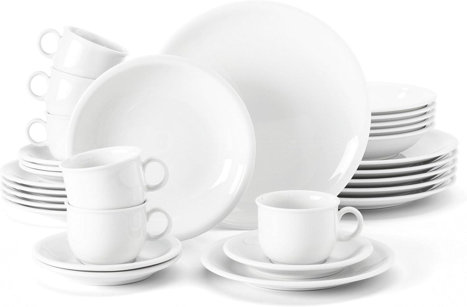 Seltmann Weiden 001.716175 Compact White 30-teiliges Tafelservice, weiß/einfach