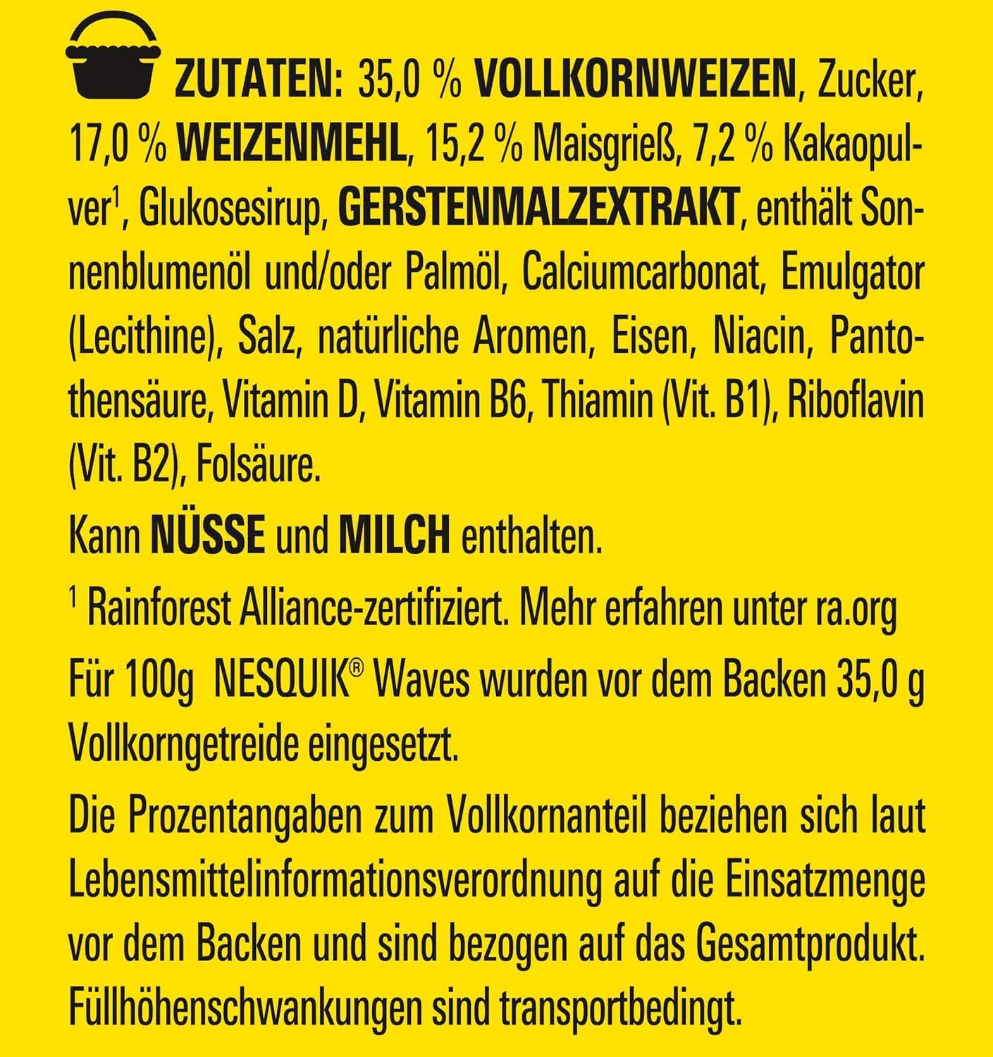 Nesquik Choco Waves, knuspriges Frühstück mit Schokoladenwellen, 330 Gramm Cereals Naty Shop
