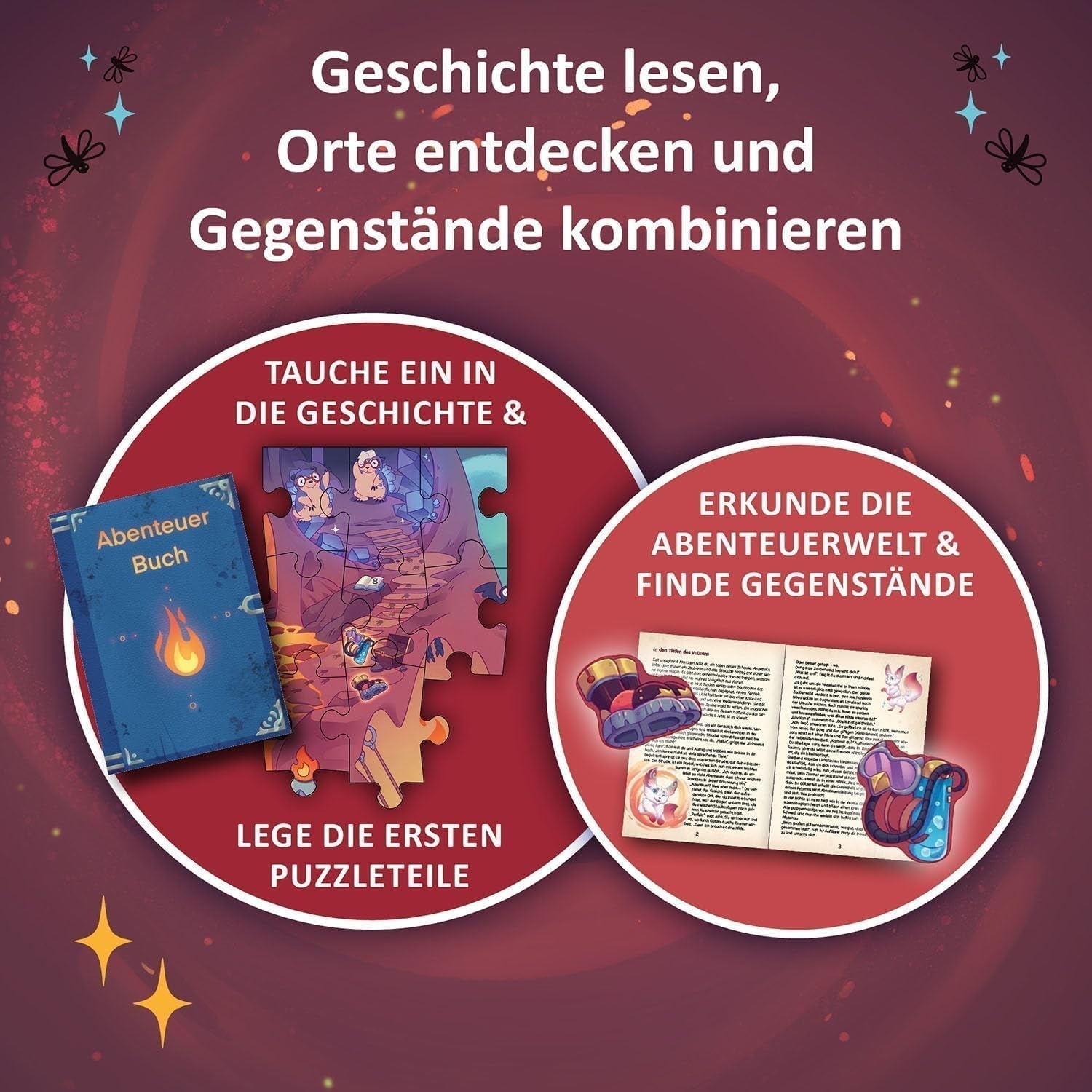 KOSMOS 684853 Den Tiefen Des Vulkans Abenteuerpuzzle, 258 Teile, interaktives Abenteuerpuzzle für Kinder ab 8 Jahren, Entdecken Sie eine Abenteuergeschichte mit jedem Puzzleteil. Puzzle Naty Shop