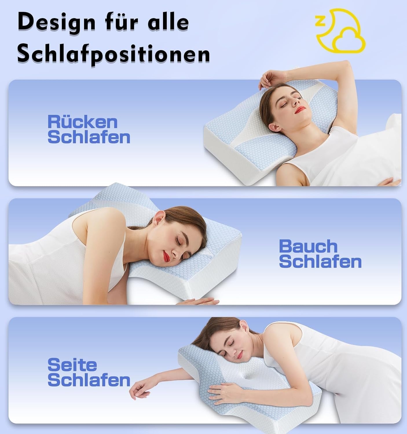 Nackenkissen aus Memory-Schaum, ergonomisches orthopädisches Kissen für Nacken- und Schulterschmerzen – kühlendes Schlafkissen für Seiten-, Rücken- und Bauchschläfer mit Nackenstütze, orthopädische Halskissen von Naty Shop