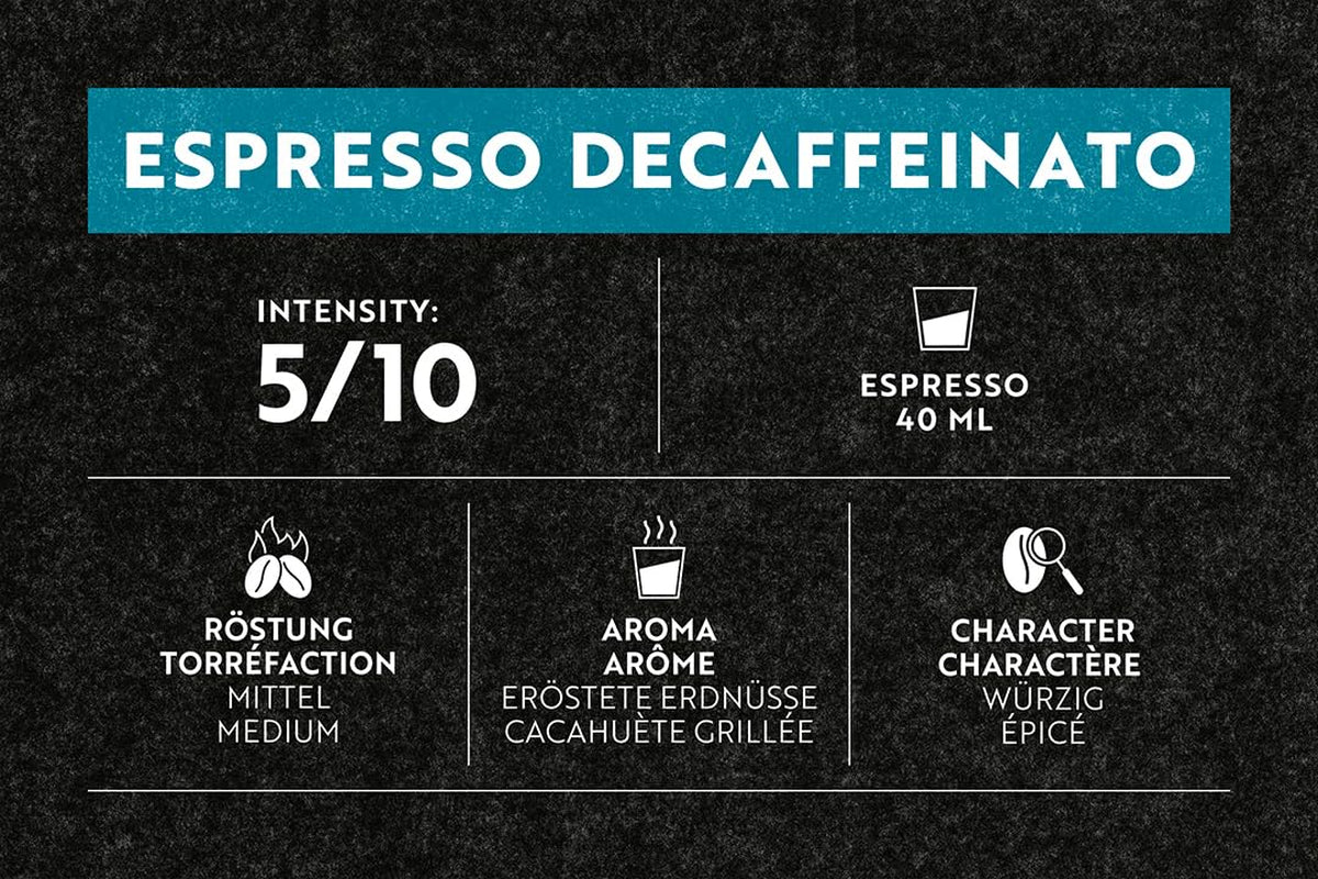 Café Royal Espresso Decaffeinato 36 Kapseln für Nespresso Kaffeemaschine – 5/10 Intensität – UTZ-zertifiziert Kaffeekapseln aus Aluminium (Packung mit 2)