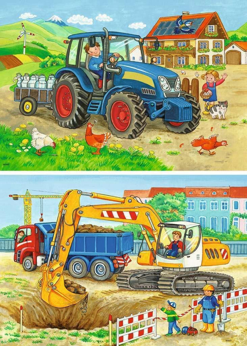 Ravensburger Puzzle für Kinder – 07616 Baustelle und Bauernhof – Puzzle für Kinder ab 3 Jahren, mit 2X12 Teilen Puzzle Naty Shop